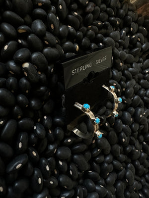 Turquoise and Sterling Silver Little Hoops