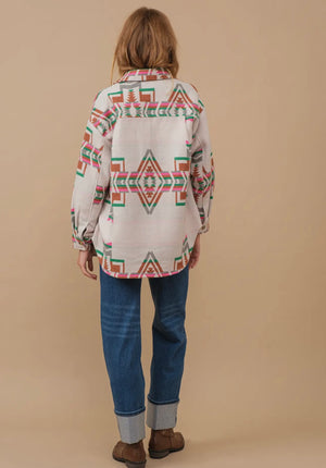 Adalaya Aztec Button Up Shacket