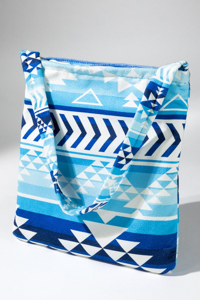 Royal Blue Aztec 2 in 1 Bag & Towel