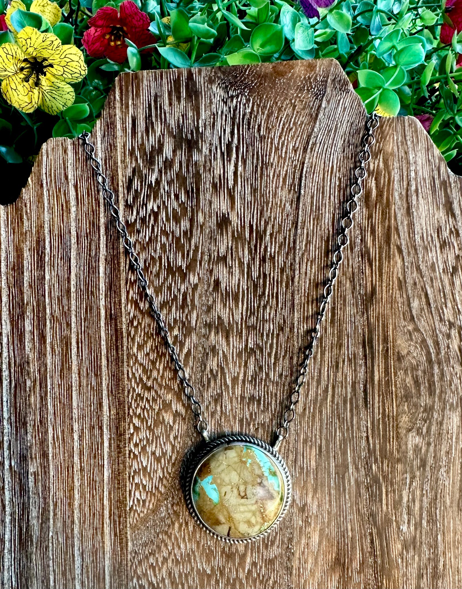 Sterling Silver & Boulder Turquoise Necklace