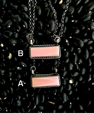 Pink Conch Sterling Silver Bar Necklace