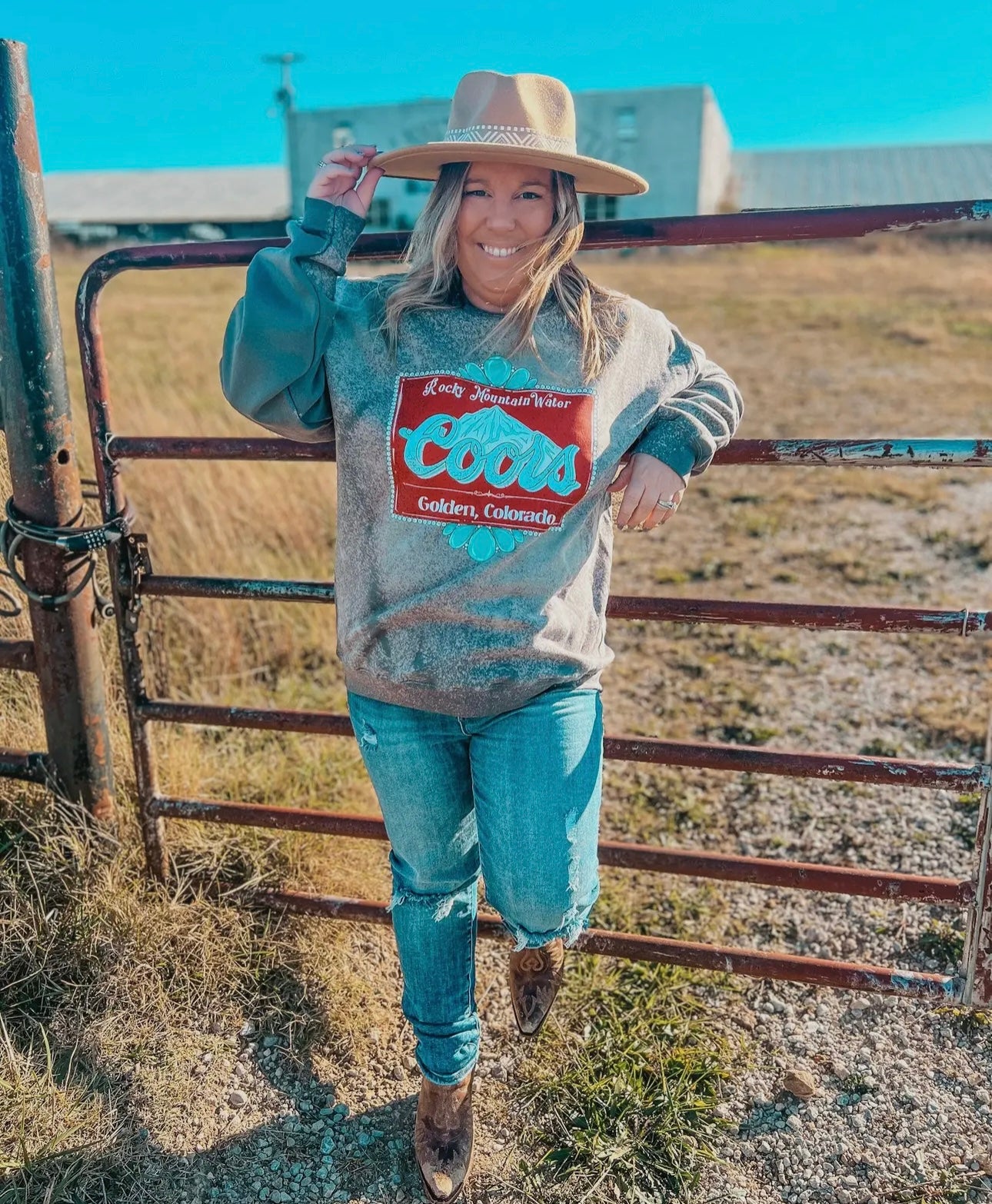 Bleached Coors Rodeo Crewneck