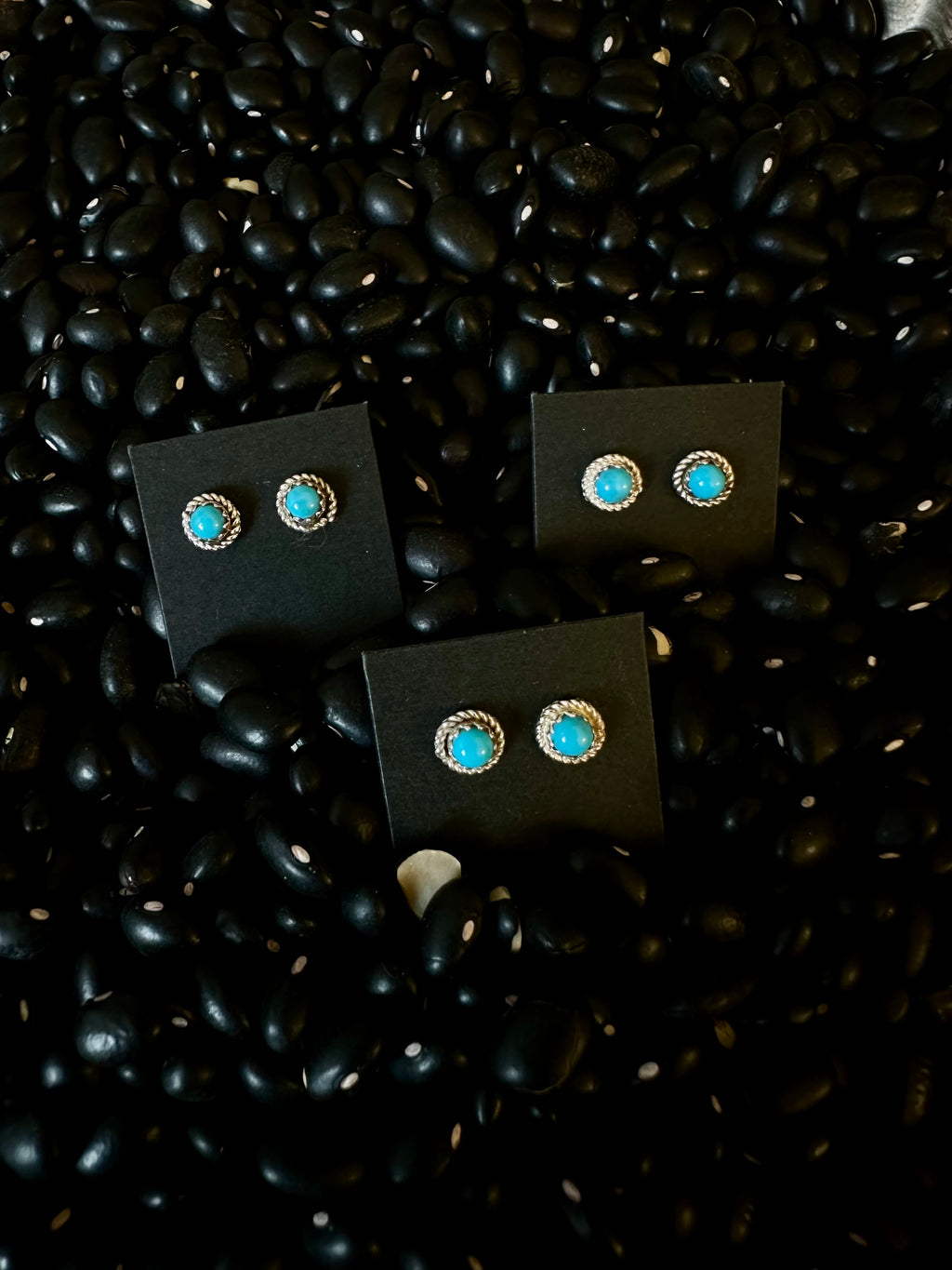 Esther White Sterling Silver & Turquoise Mini Post Earrings