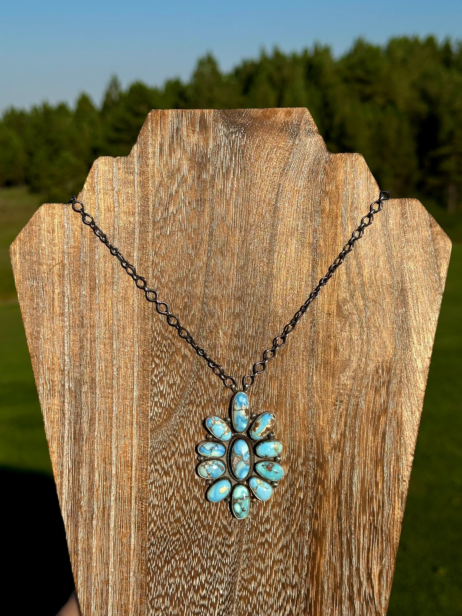 Golden Hills Turquoise & Sterling Silver Cluster Necklace