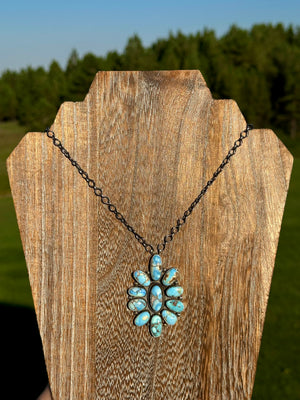 Golden Hills Turquoise & Sterling Silver Cluster Necklace