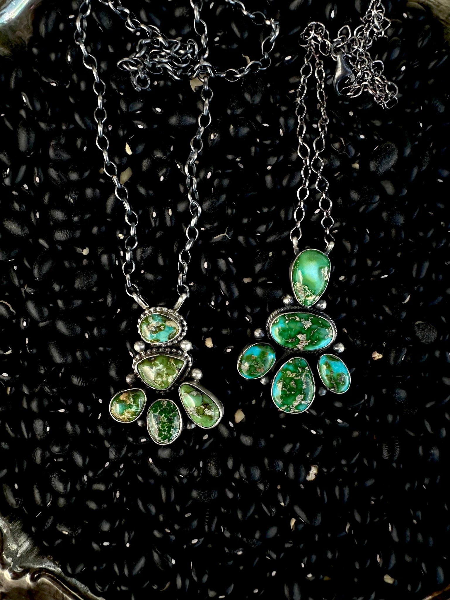 Sterling Silver & Sonoran Gold or Sterling Silver & Royston Cluster Necklace