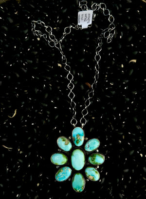 Sonoran Gold Turquoise & Sterling Silver Cluster Necklace