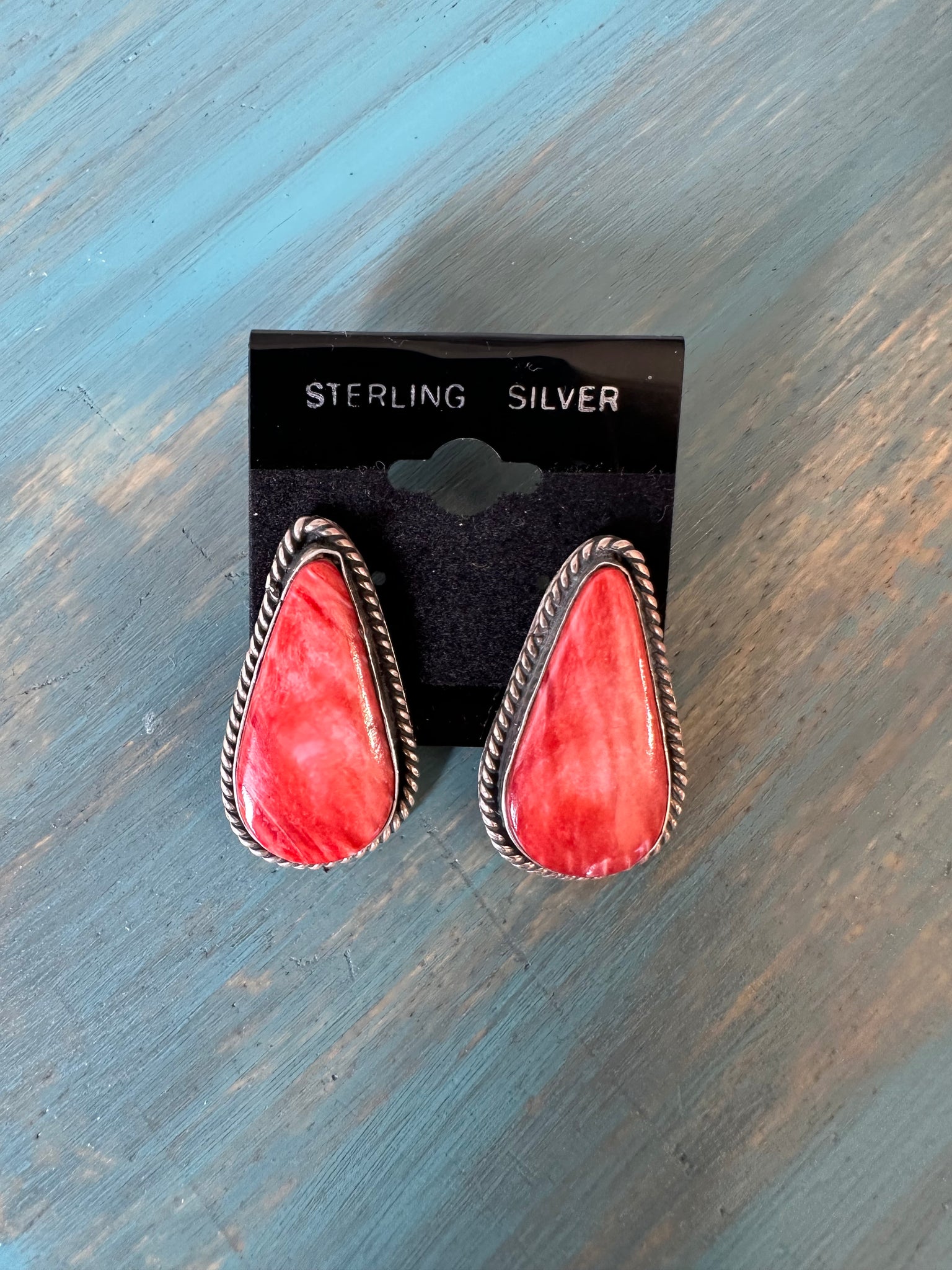 Red Spiny Oyster & Sterling Silver Earrings