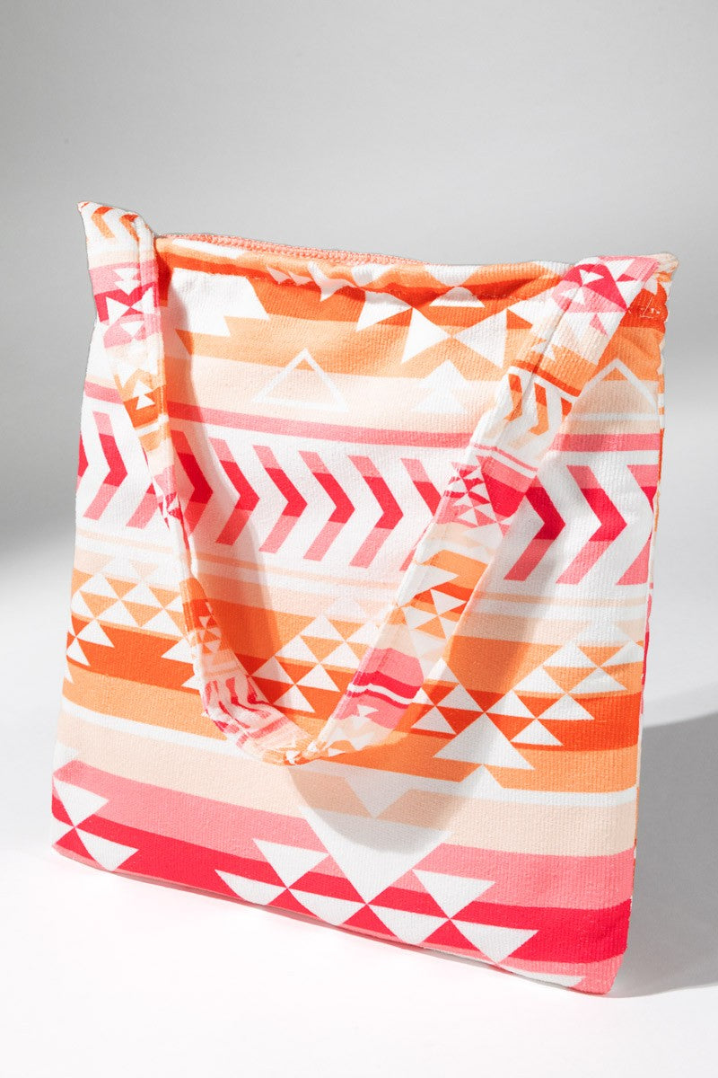 Pink Aztec 2 in 1 Bag & Towel