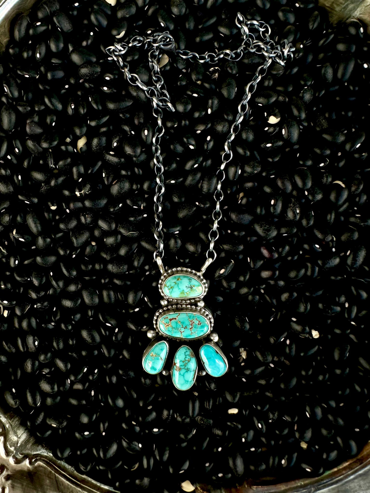 Sterling Silver & Sonoran Gold or Sterling Silver & Royston Cluster Necklace