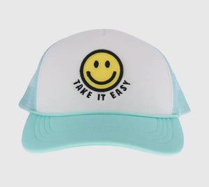 Take It Easy Smiley Face C.C Trucker Ball Cap