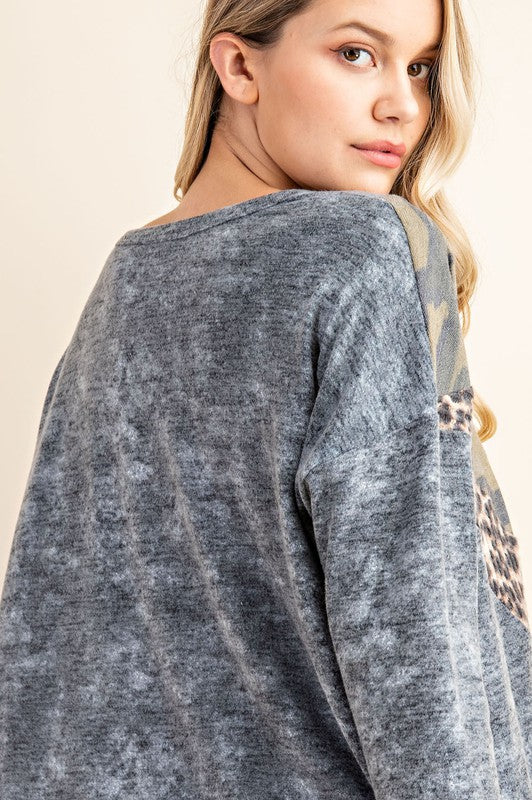 Grey Camo Multi Tunic Top