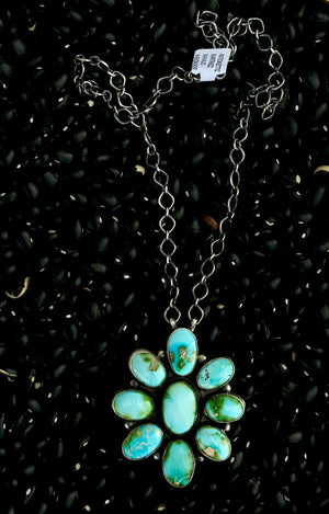 Sonoran Gold Turquoise & Sterling Silver Cluster Necklace