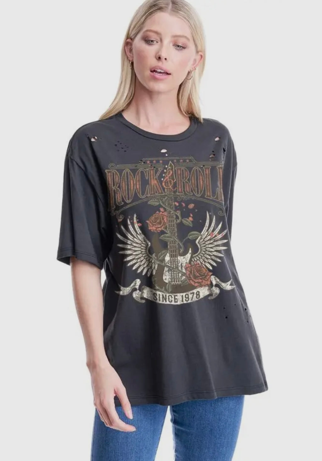Rock & Roll Distressed Graphic Tee