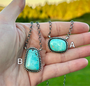 Sterling Silver & Pilot Mountain Turquoise Necklace