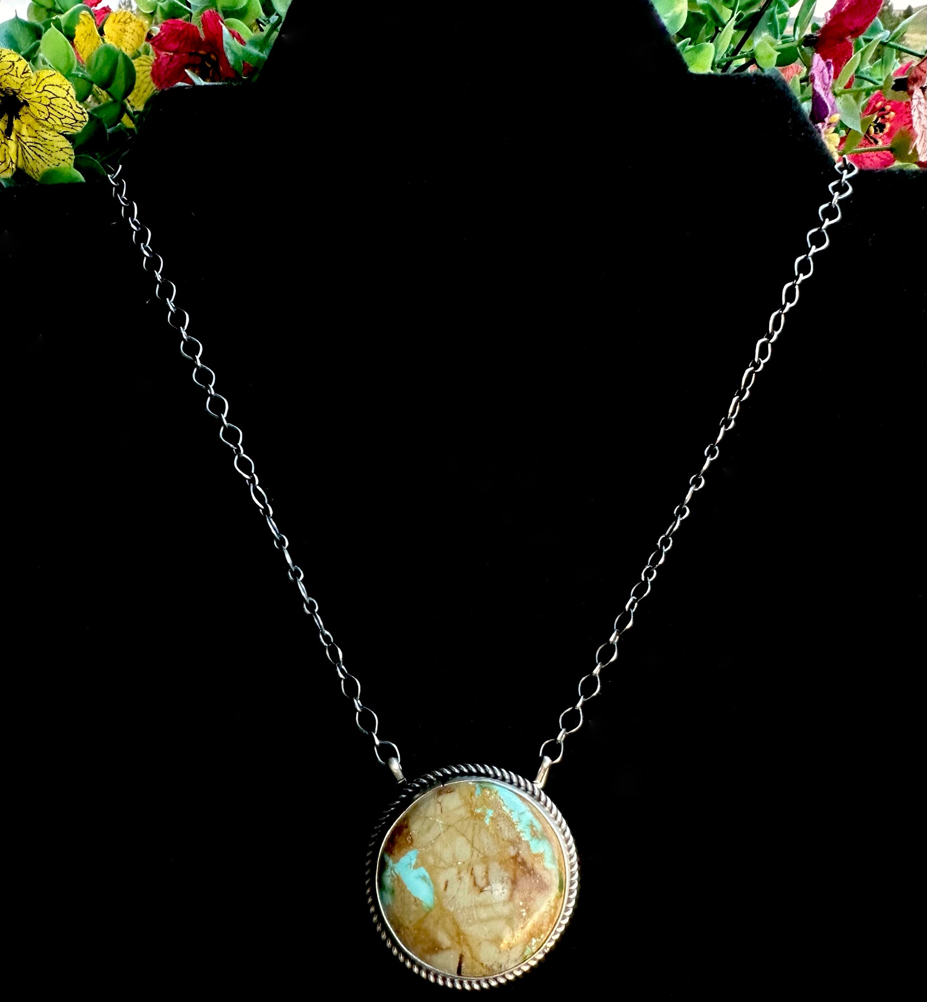 Sterling Silver & Boulder Turquoise Necklace