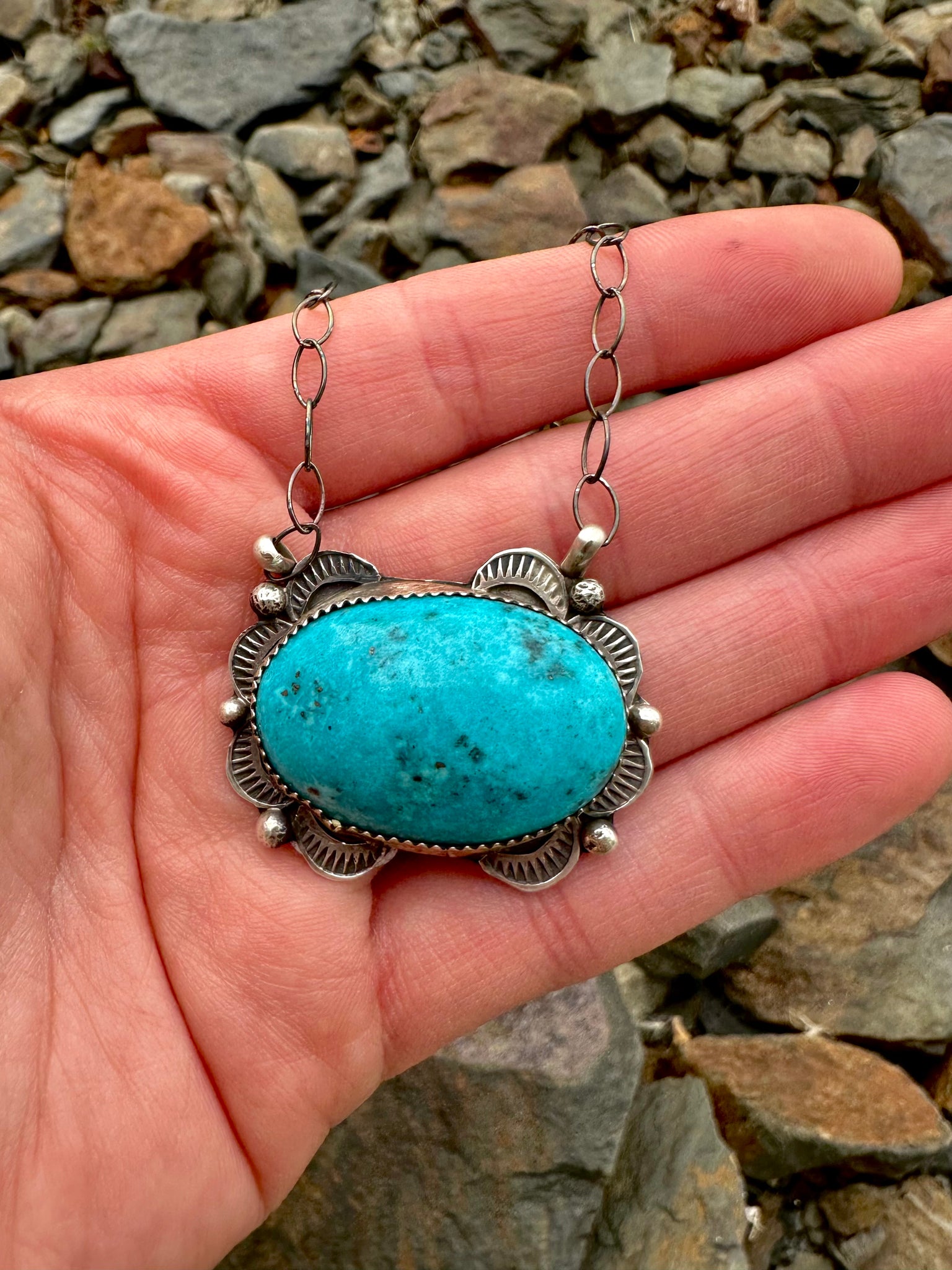Kingman Turquoise & Sterling Silver Necklace by Tia Long