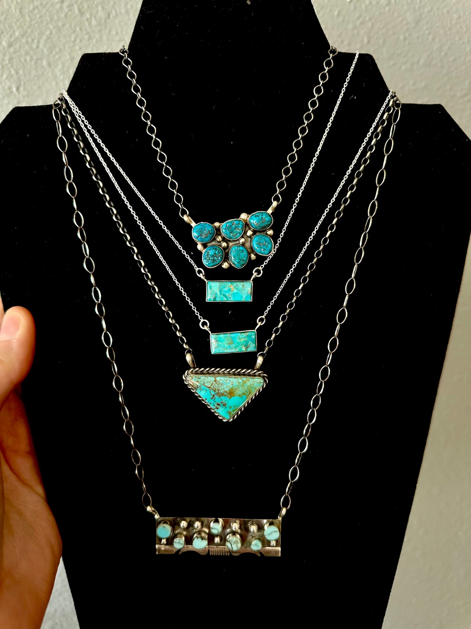 Sterling Silver & Turquoise Triangle Necklace