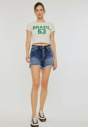KanCan High Waisted Mom Fit Denim Shorts