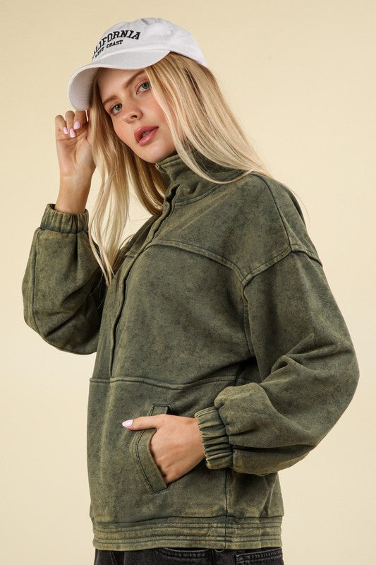 Mineral Washed Pullover (Olive)