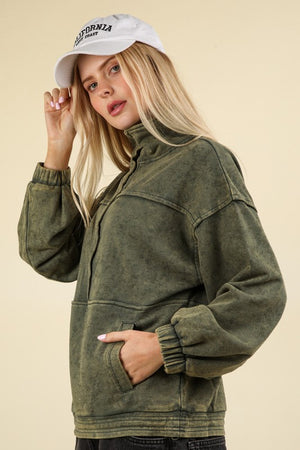 Mineral Washed Pullover (Olive)