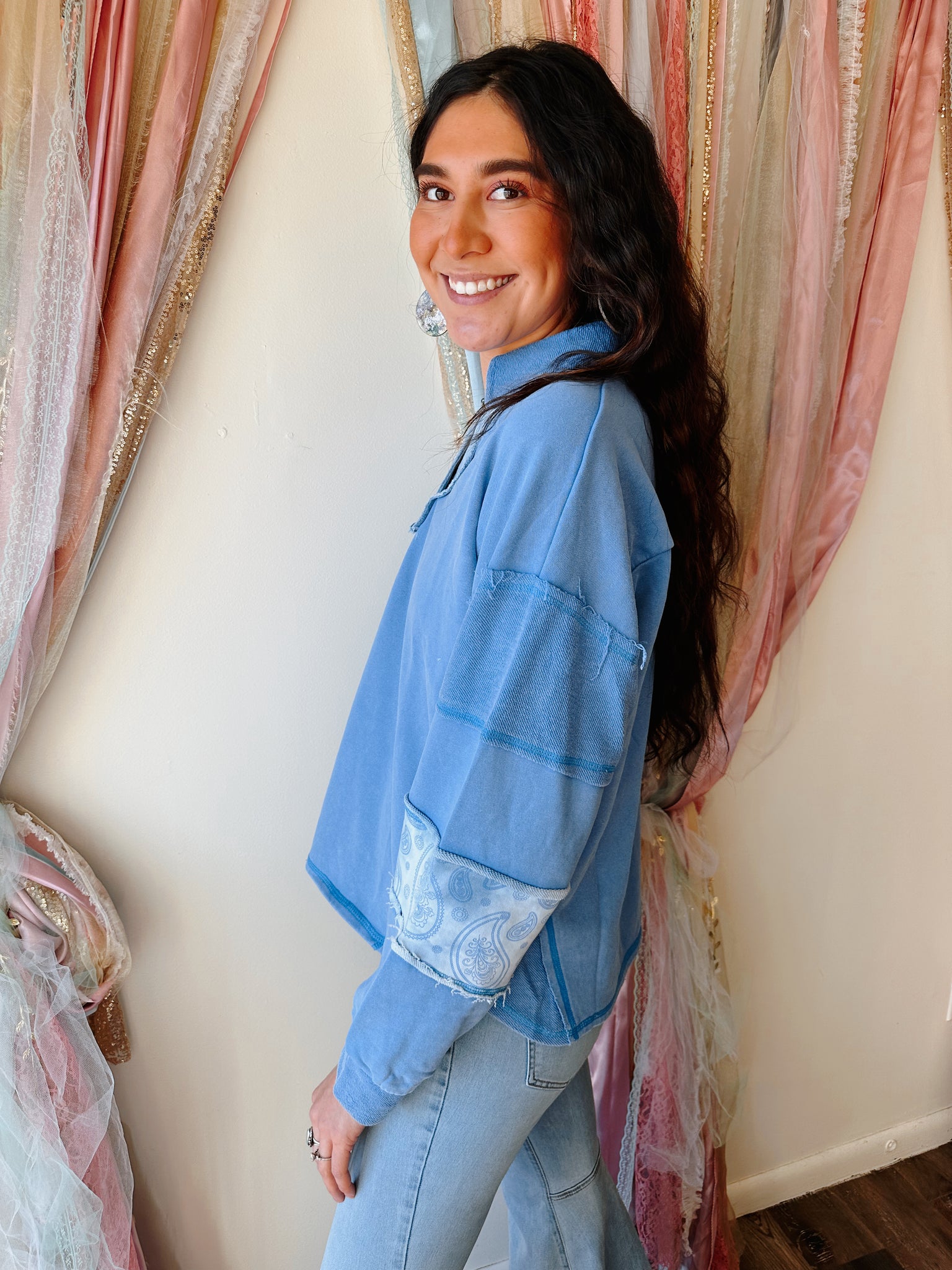 Sky Blue Paisley Pullover