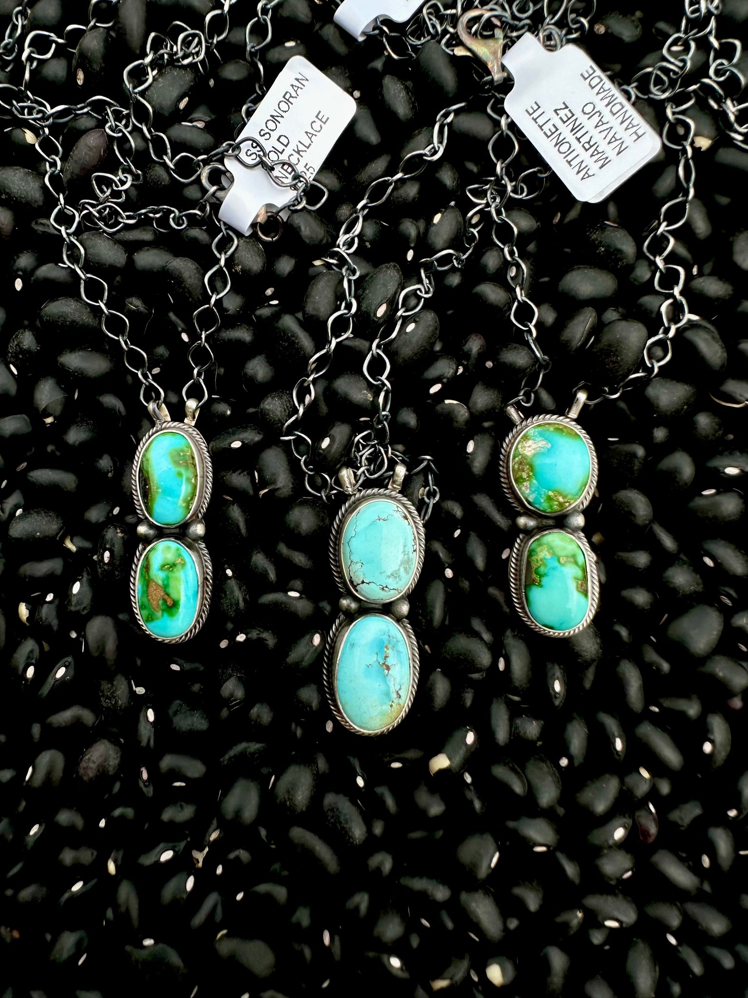2 Stone Turquoise & Sterling Silver Necklace