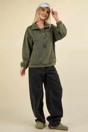 Mineral Washed Pullover (Olive)