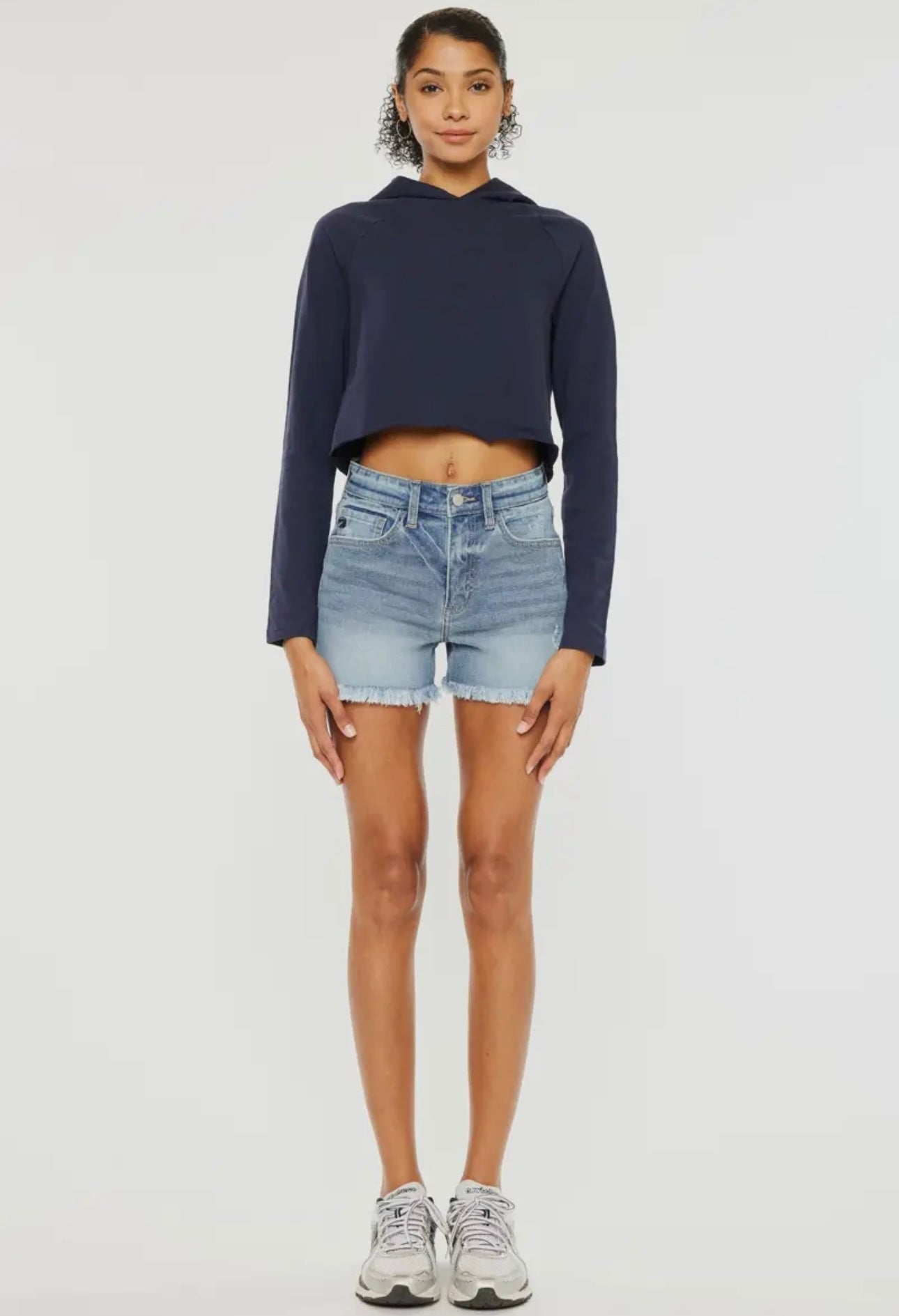 KanCan High Rise Medium Wash Denim Shorts
