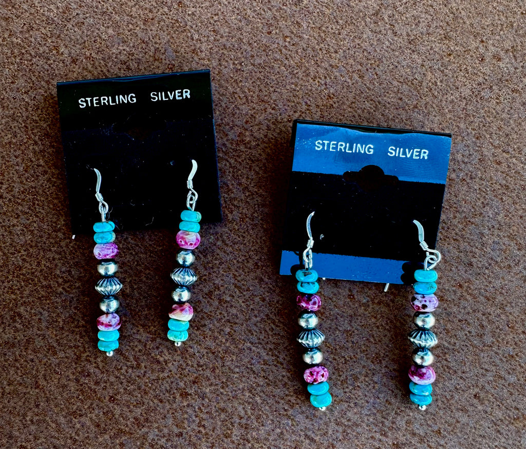 Turquoise, Purple Spiny & Pearl Earrings