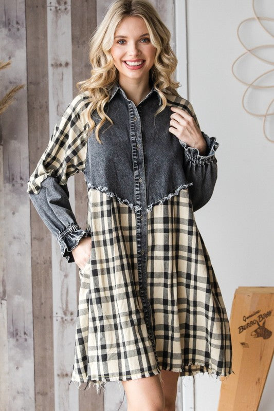 Plaid Button Up (Taupe)