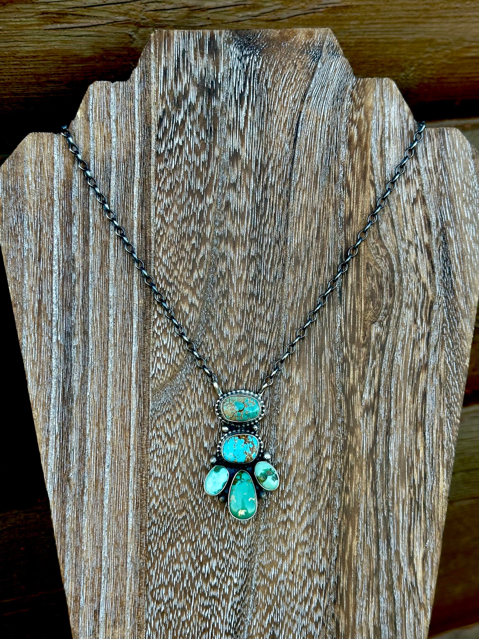 Sterling Silver & Sonoran Gold or Sterling Silver & Royston Cluster Necklace
