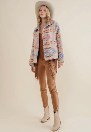 Emmie Multi Aztec Button Up Jacket