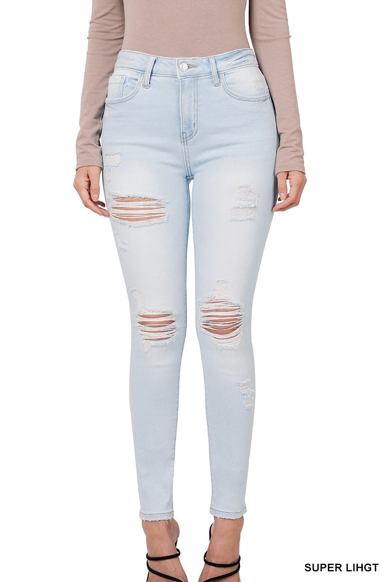 Distressed Light Washed Skinny Jeans