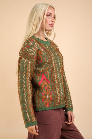 Green Oversize Knit Sweater