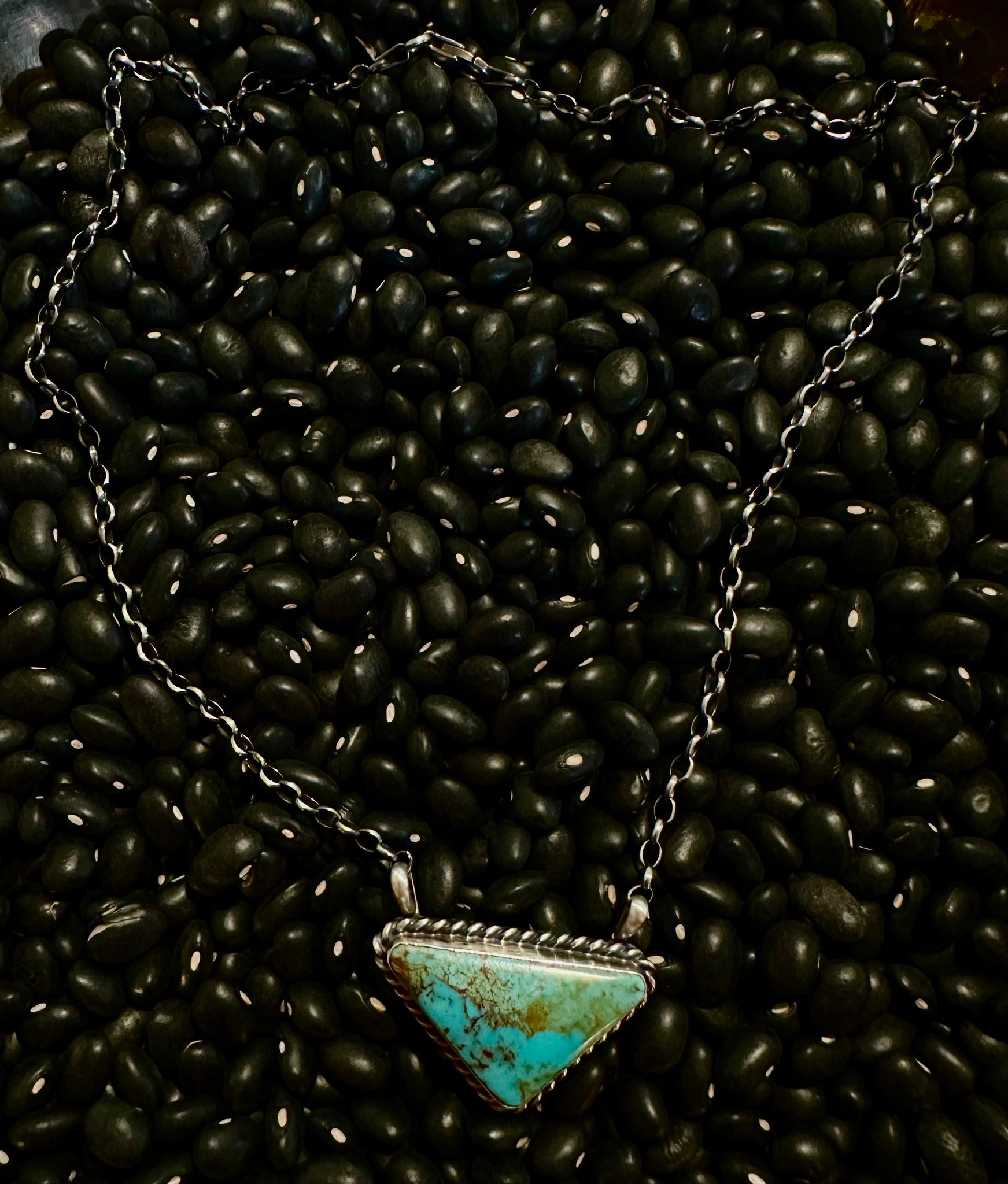 Sterling Silver & Turquoise Triangle Necklace