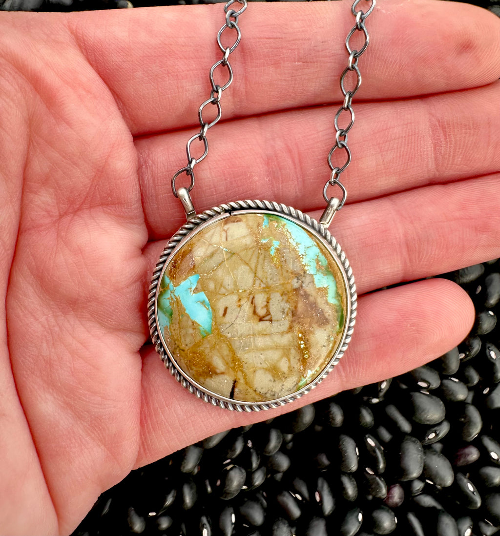 Sterling Silver & Boulder Turquoise Necklace