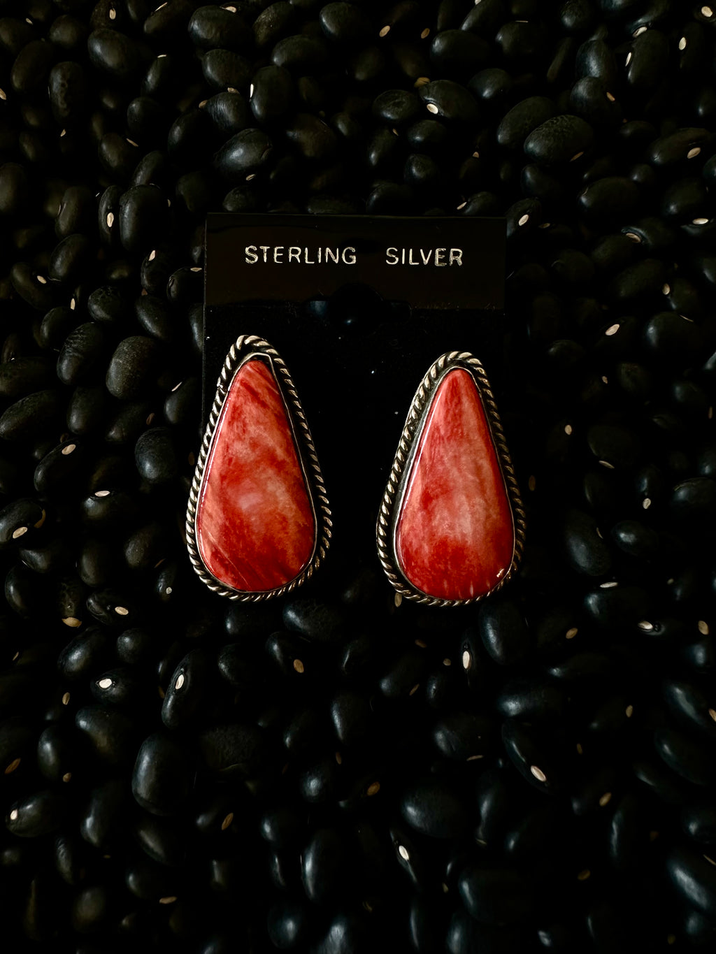 Red Spiny Oyster & Sterling Silver Earrings