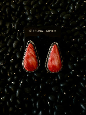 Red Spiny Oyster & Sterling Silver Earrings