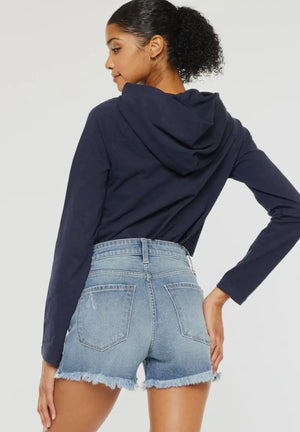KanCan High Rise Medium Wash Denim Shorts