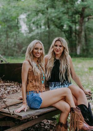 Prairie Sunset Suede Fringe Top