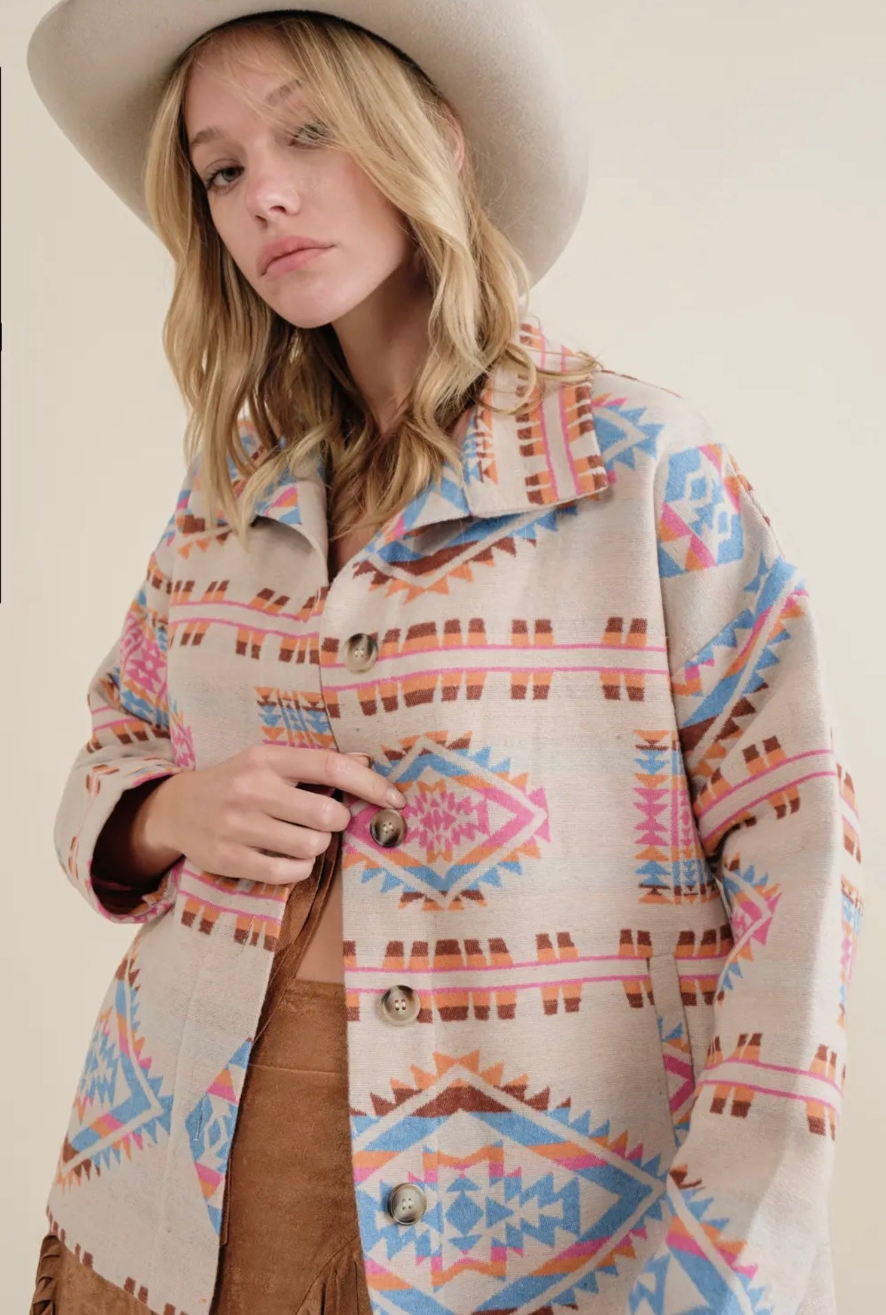 Emmie Multi Aztec Button Up Jacket