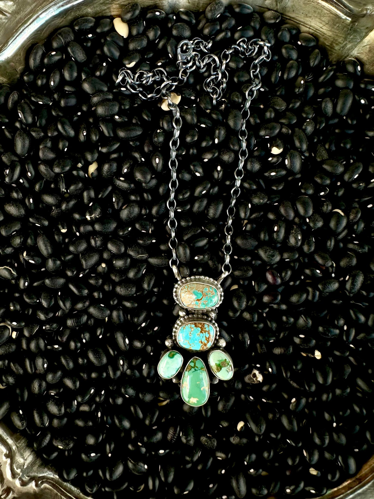 Sterling Silver & Sonoran Gold or Sterling Silver & Royston Cluster Necklace