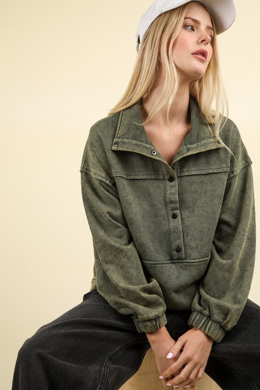 Mineral Washed Pullover (Olive)