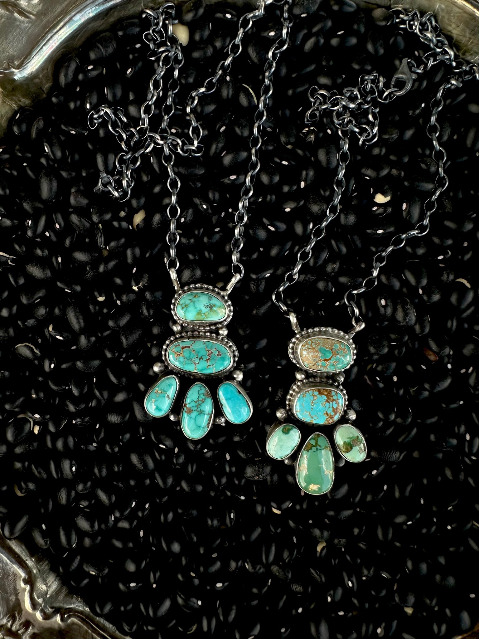 Sterling Silver & Sonoran Gold or Sterling Silver & Royston Cluster Necklace
