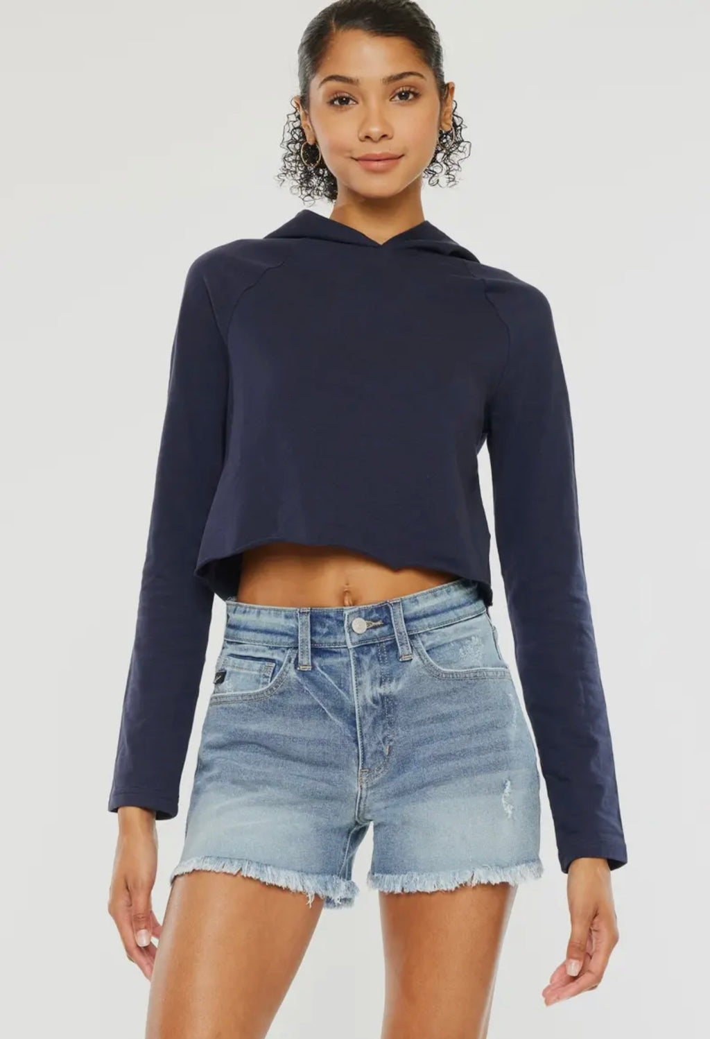 KanCan High Rise Medium Wash Denim Shorts