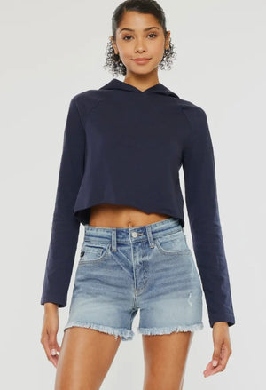 KanCan High Rise Medium Wash Denim Shorts