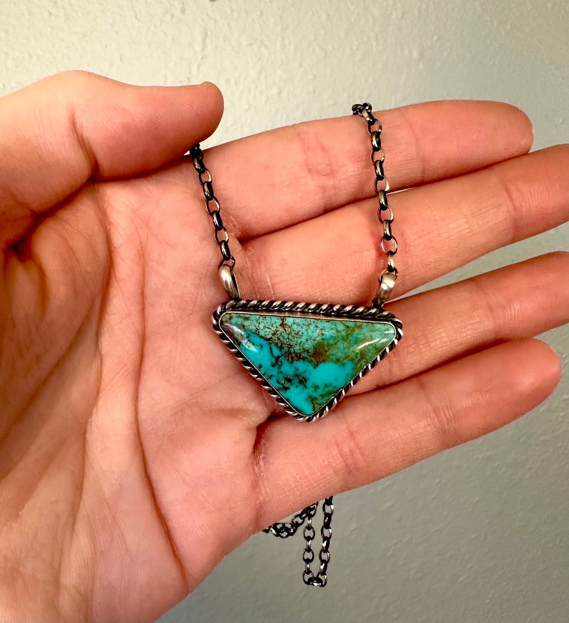 Sterling Silver & Turquoise Triangle Necklace