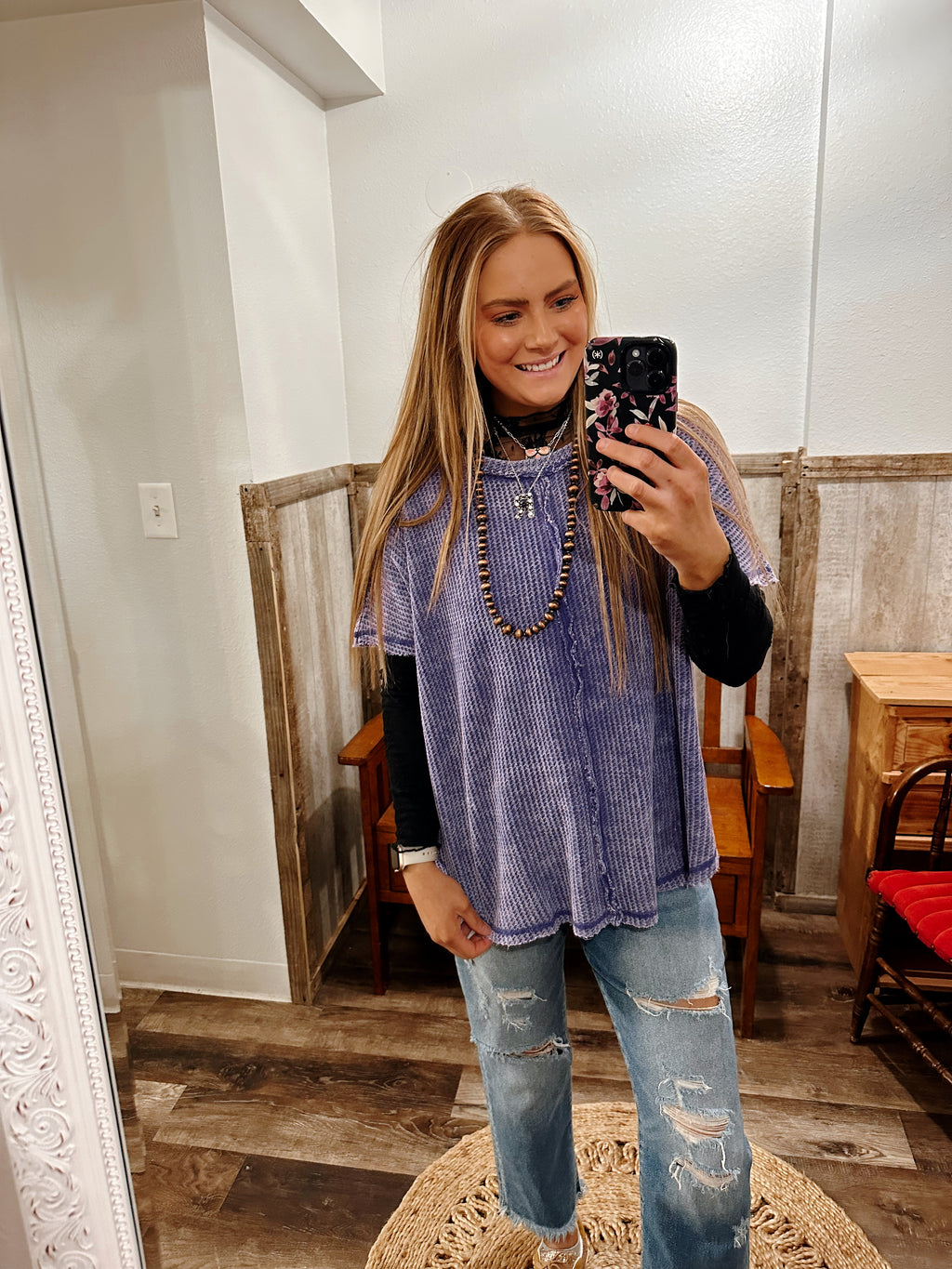 Violet Waffle Knit Top