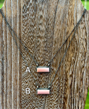 Pink Conch Sterling Silver Bar Necklace